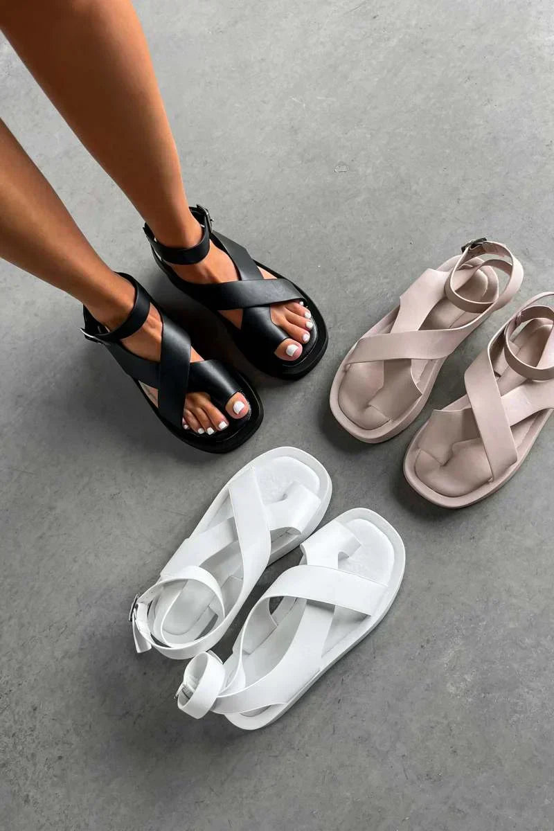 Ashley | Women's Platform Flat Buckle Sandals
