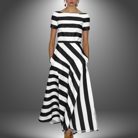 Victoria | Handcrafted Striped Maxi Dress