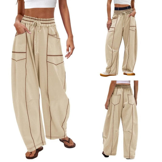 Andrea | Women's Wide Leg Cargo Pants High Waist Drawstring