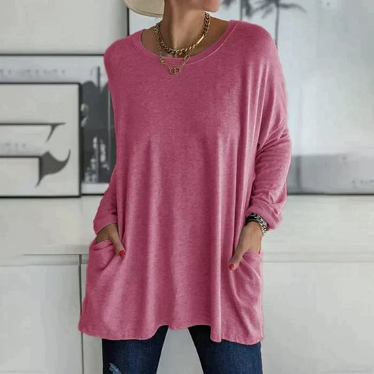 Amber | Women's Oversized Long Sleeve Tunic Top with Pockets