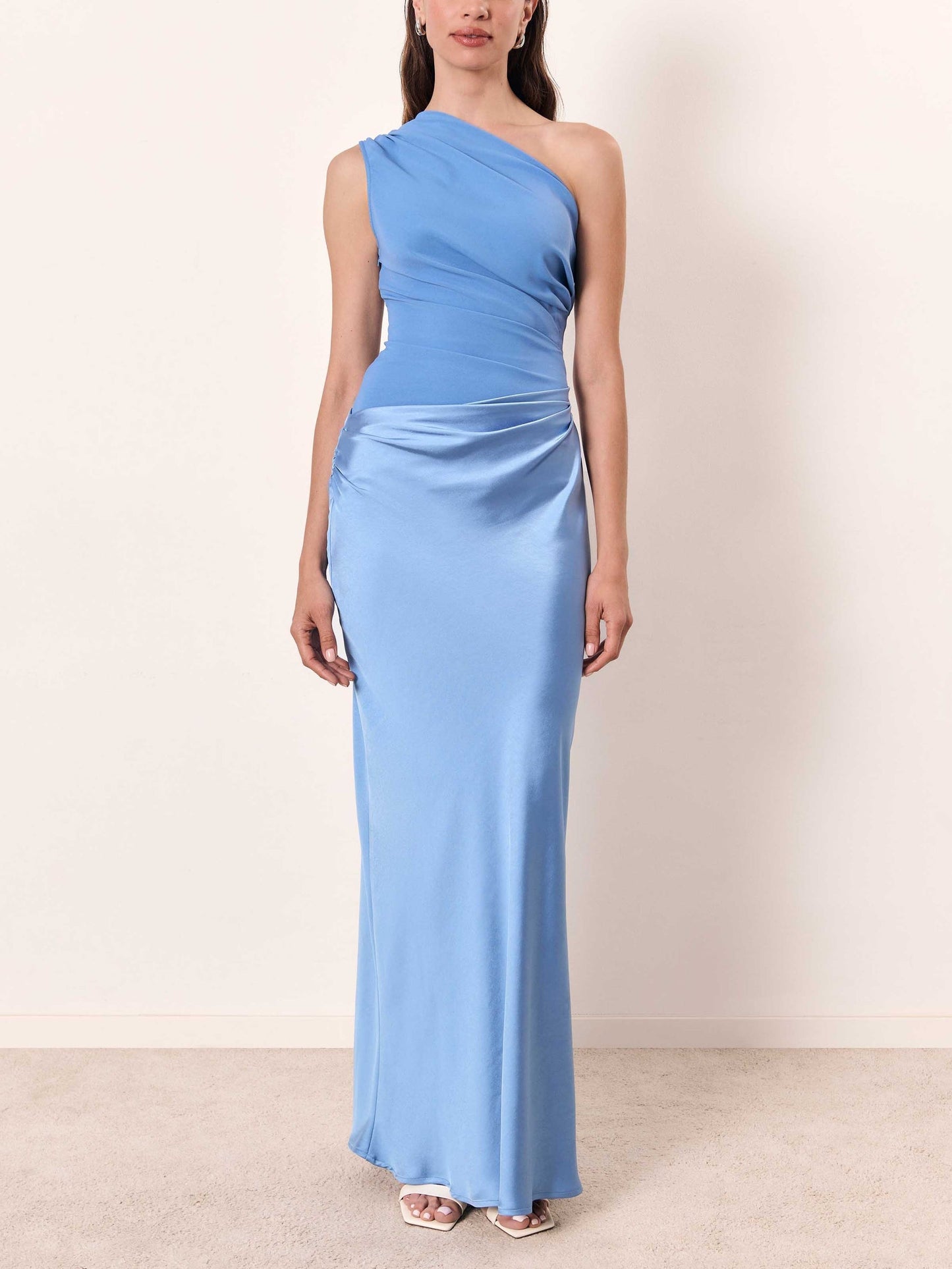 Rylee | Refined One Shoulder Neck Pleated Party Maxi Dress