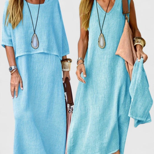 Layla | Women's Two-Piece Set Maxi Dress & Short-Sleeved Top