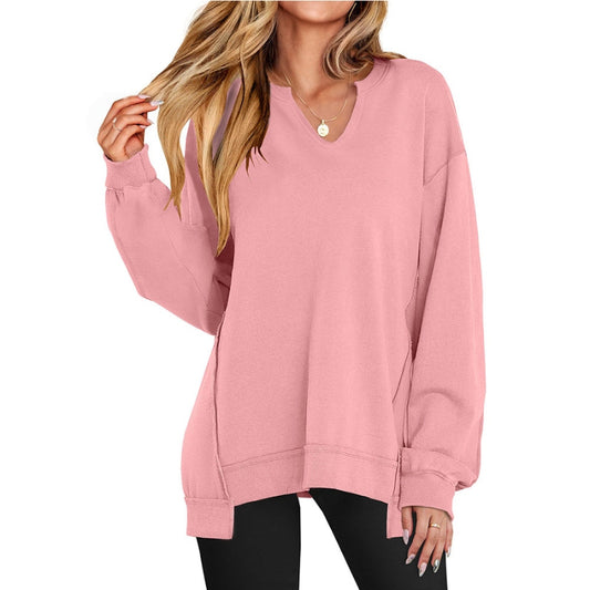 Maggie | Women's Oversized V-Neck Sweatshirt Tunic Long Sleeve