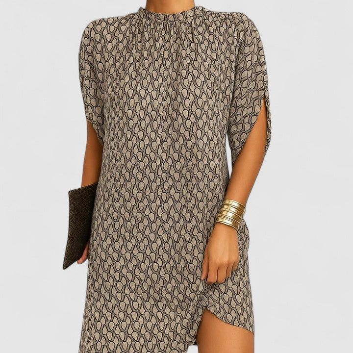 Lily | Women's Mock Neck Batwing Split Sleeve Mid-Length Dress