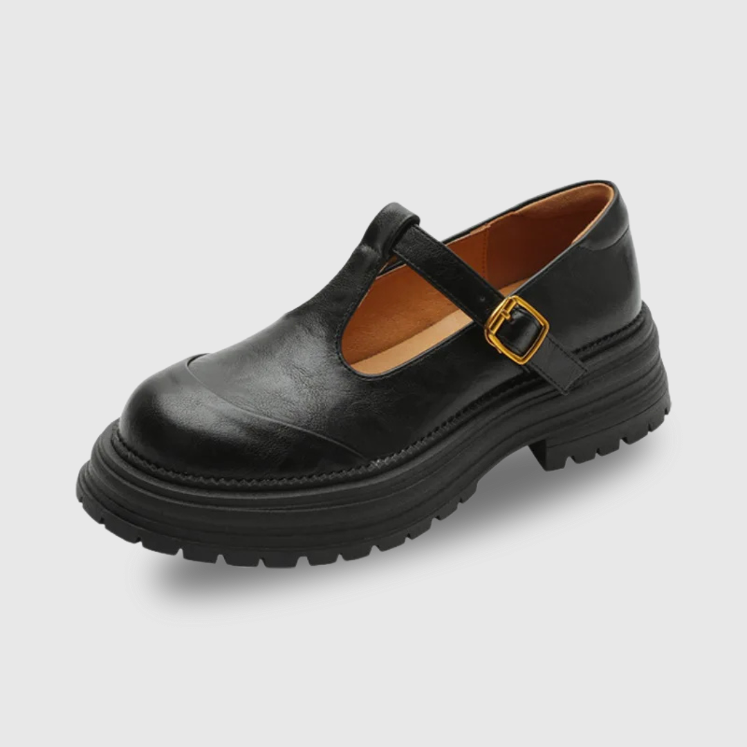 Skylar | Women's T-Bar Mary Jane Shoes Round Toe Brogue Low Heel