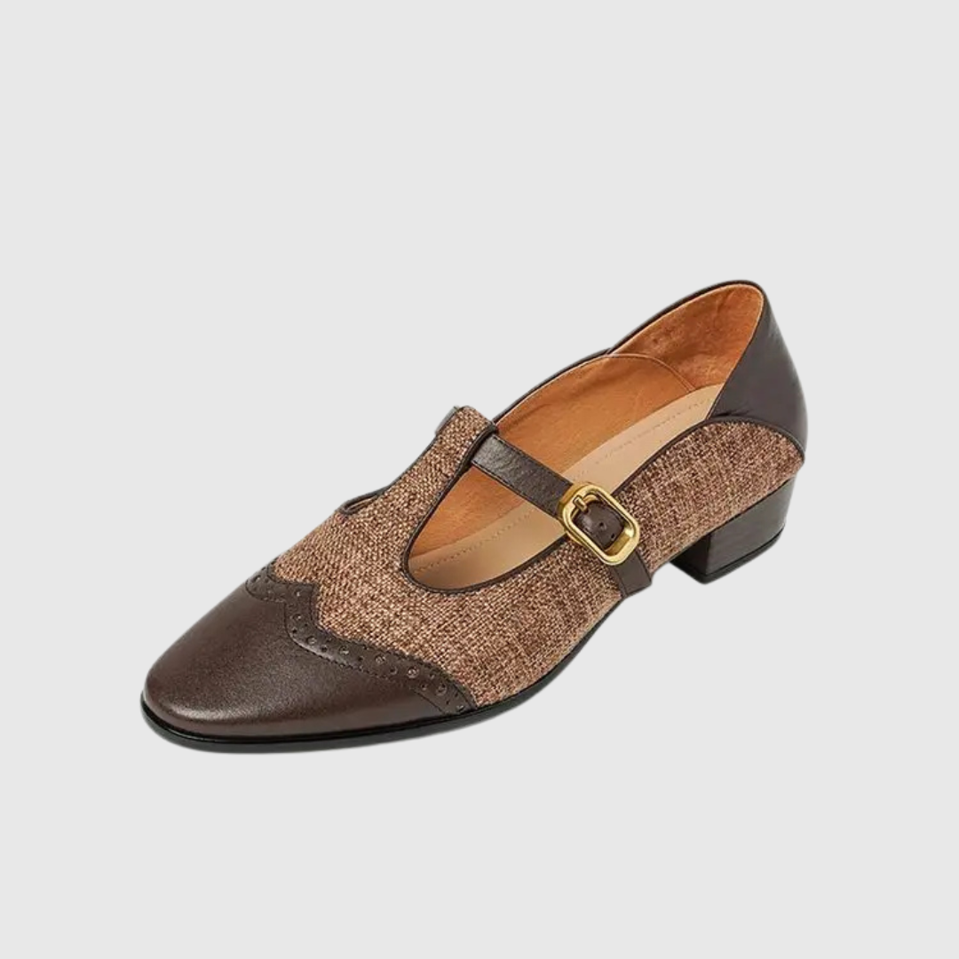Quinn | Women's Two-Tone T-Strap Mary Jane Shoes Retro Low Heel