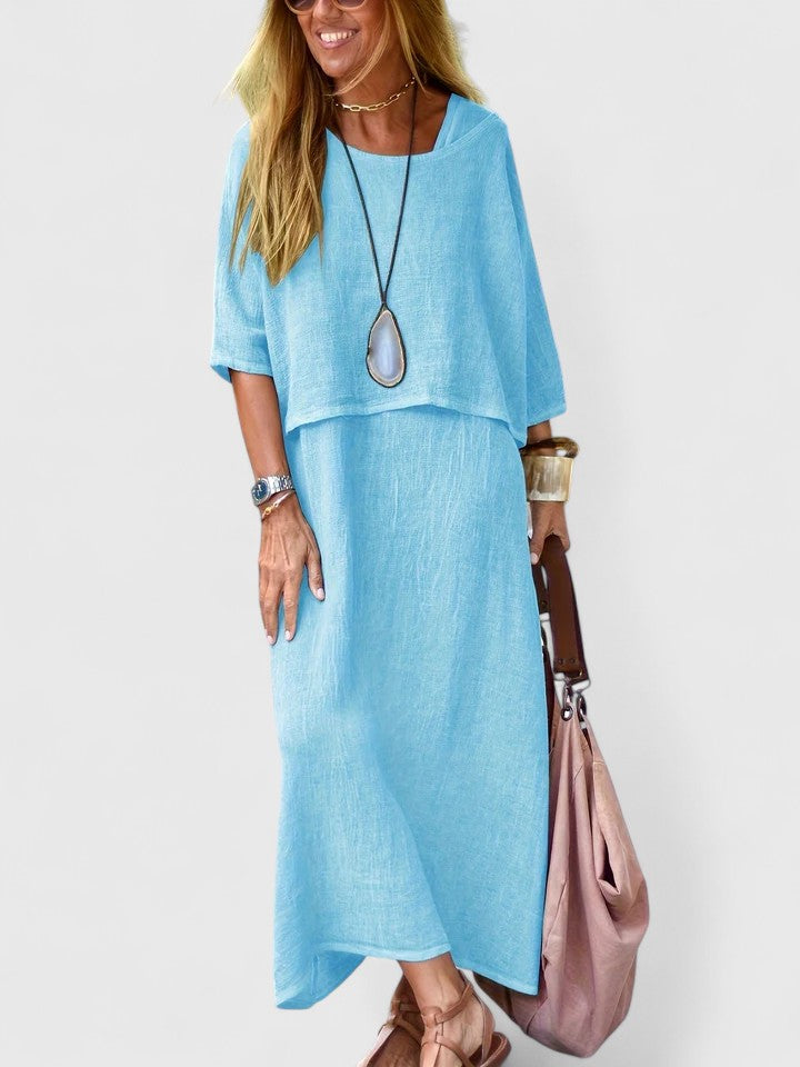 Layla | Women's Two-Piece Set Maxi Dress & Short-Sleeved Top