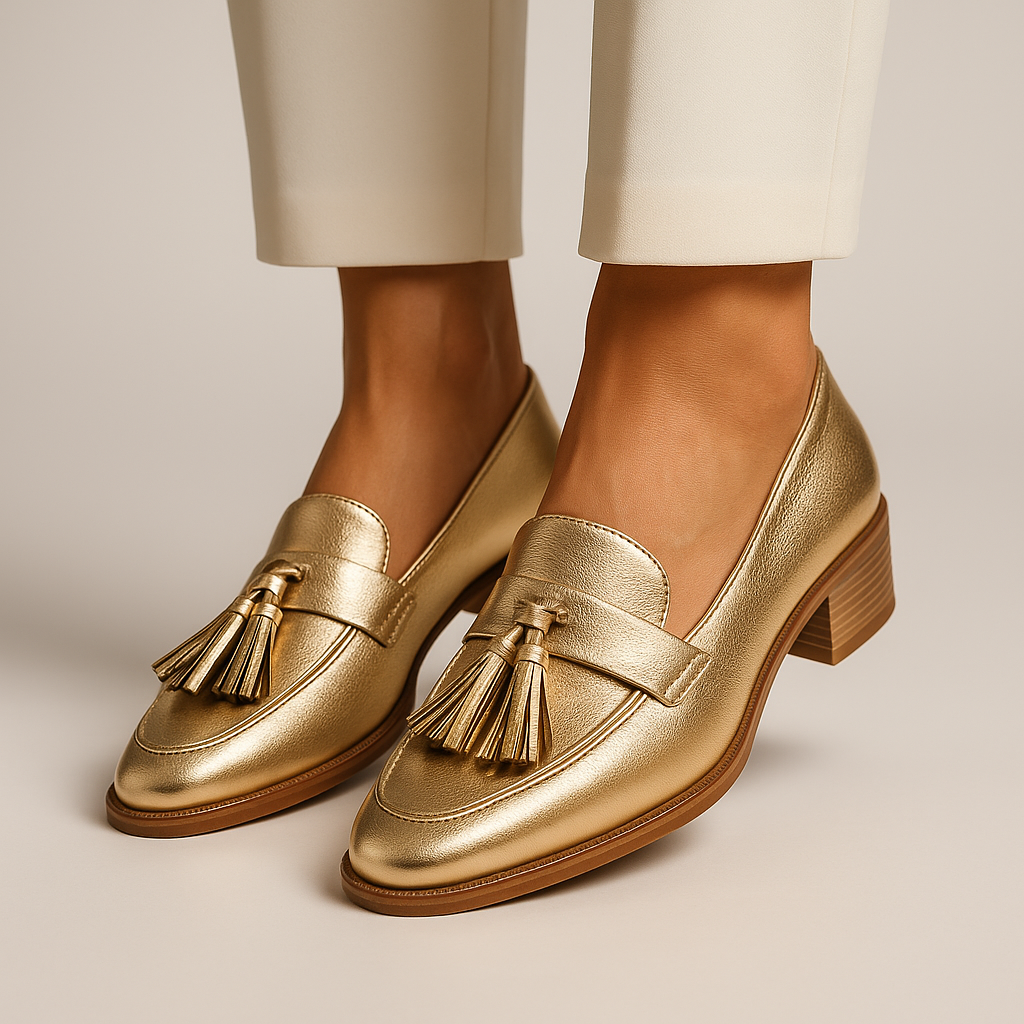 Simone | Gold Loafers