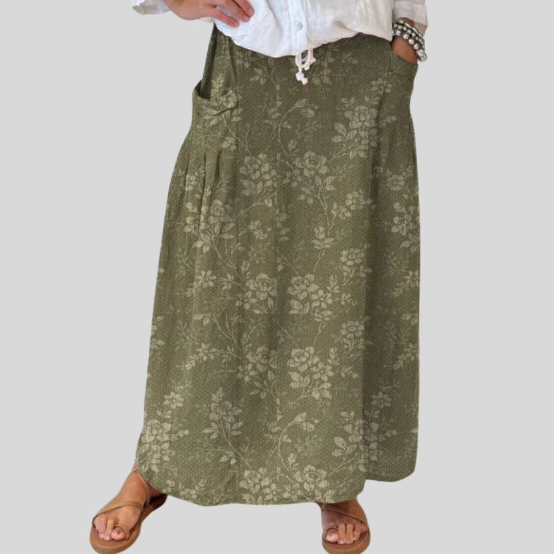 Sierra | Retro Floral Elastic waistband Pocket Skirt