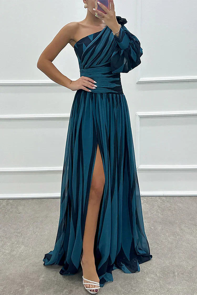 Eliana | Refined Striped One Shoulder Maxi Dress