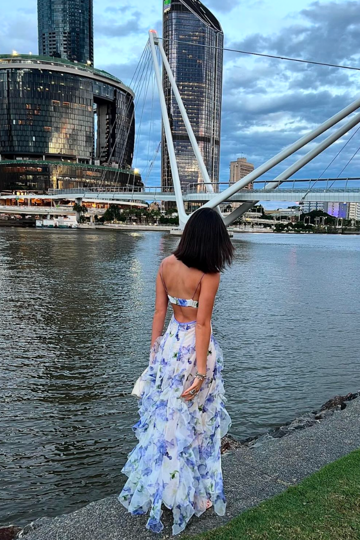 Josephine | Women's Wedding Guest Lace Botanical Maxi Dress for Garden Wedding