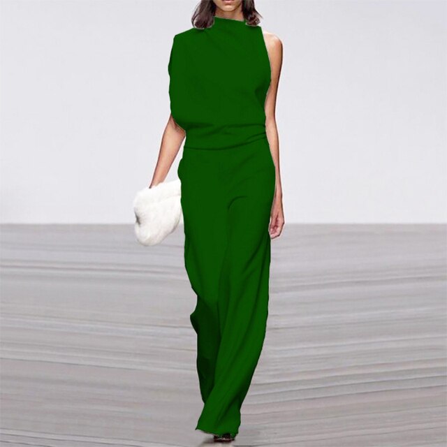 Vanessa | Women's No-Sleeve Wide-Leg Jumpsuit Mock Neck Occasion