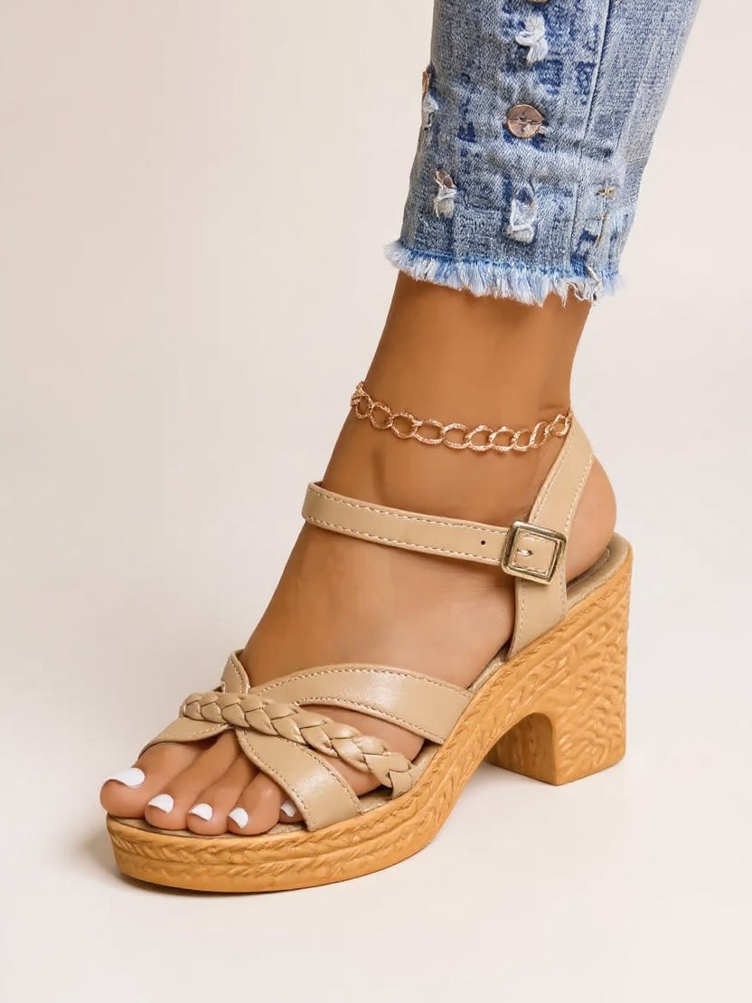 Tina | Women's Woven Block Heel Cushioned Sandals