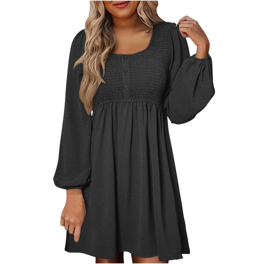 Rebecca | Women's Smocked Empire Waist Full Sleeve Short Dress