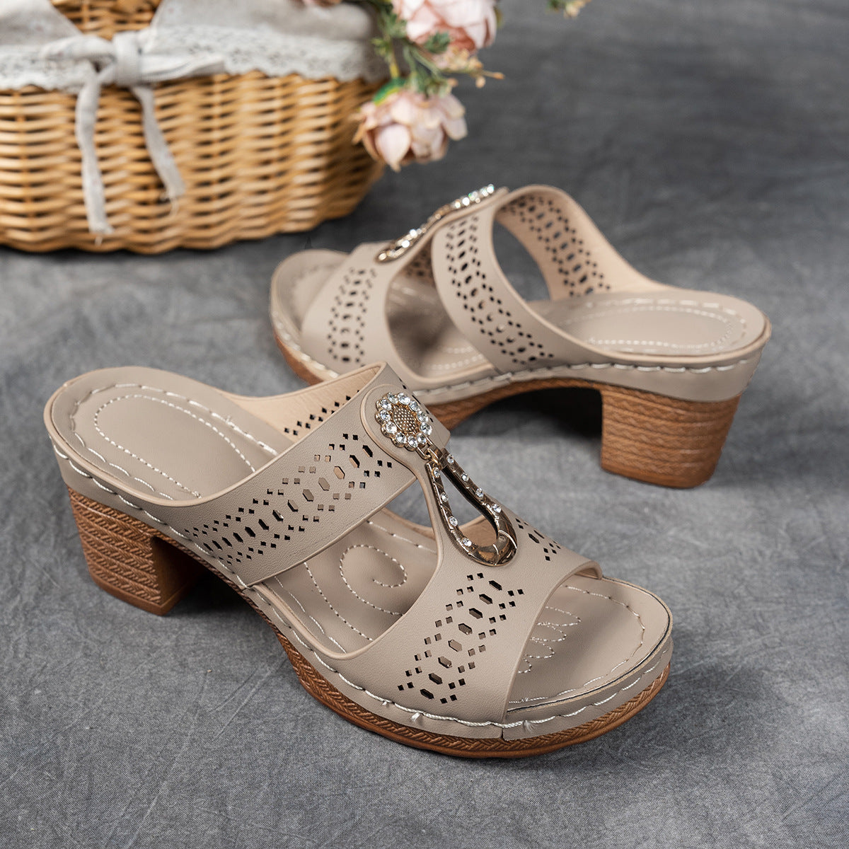 Charlene | Women's Orthopedic Rhinestone Flat Sandals
