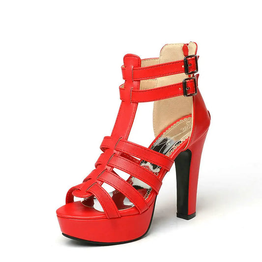 Victoria | Women's Leather Platform Flat Sandals Wide Fit