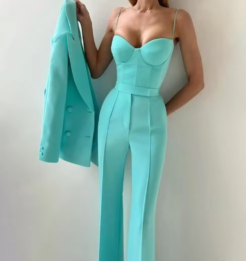 Maggie | Women's Three-Piece Blazer Set Corset Top & Flare Pants