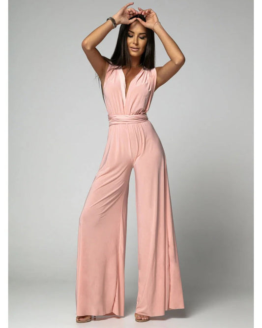 Ariana | Women's Wide-Leg Jumpsuit Deep V-Neck Wrap Tie Occasion