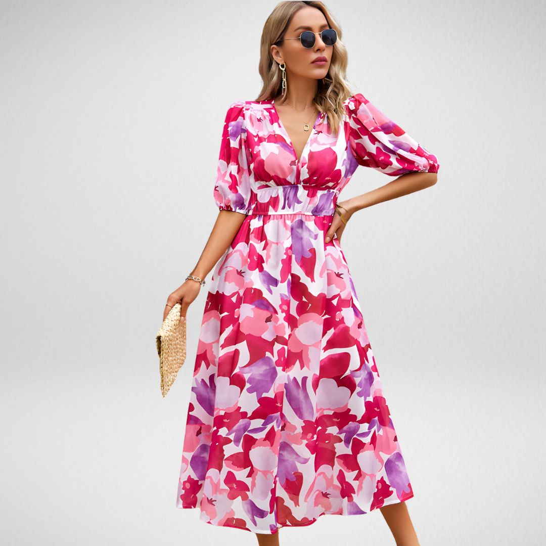 Paisley | Women's V Neck Flowy Refined Dress