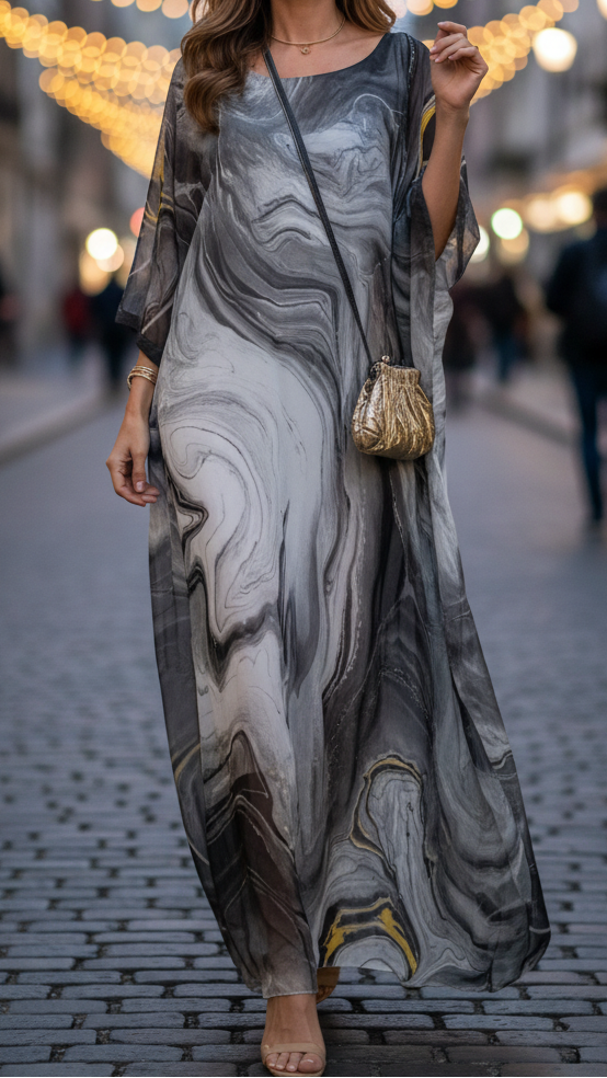 Quinn | Women's Chiffon Kaftan Maxi Dress Batwing Sleeve Occasion