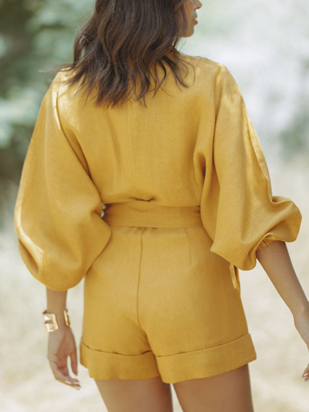 Abigail | Women's Everyday Belted Full Sleeve Shorts Romper Jumpsuit