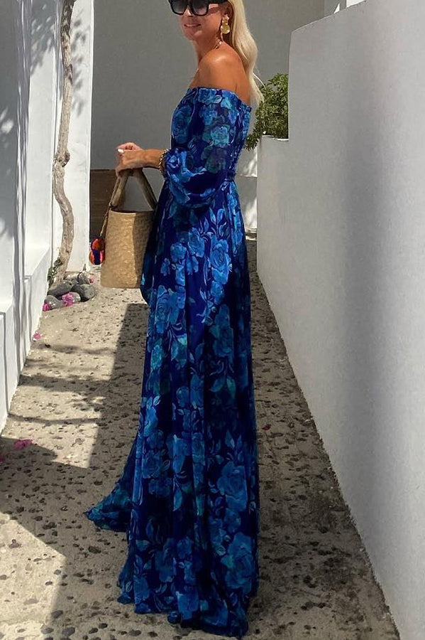 Peyton | Women's Off Shoulder Floral Flowy Maxi Dress Evening