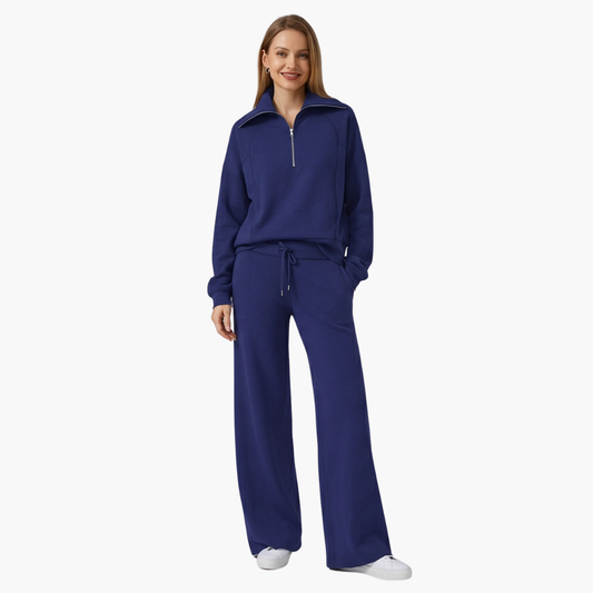 Lucy | Women's Half Zip Wide Leg Lounge Set