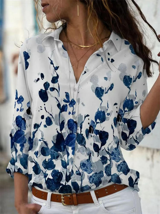 Sandra | Women's Geometric Print Long Sleeve Button Down Shirt