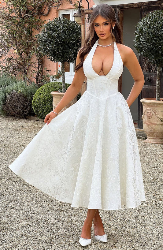 Whitney | Women's Wedding Guest Embellished V-Neck Dress