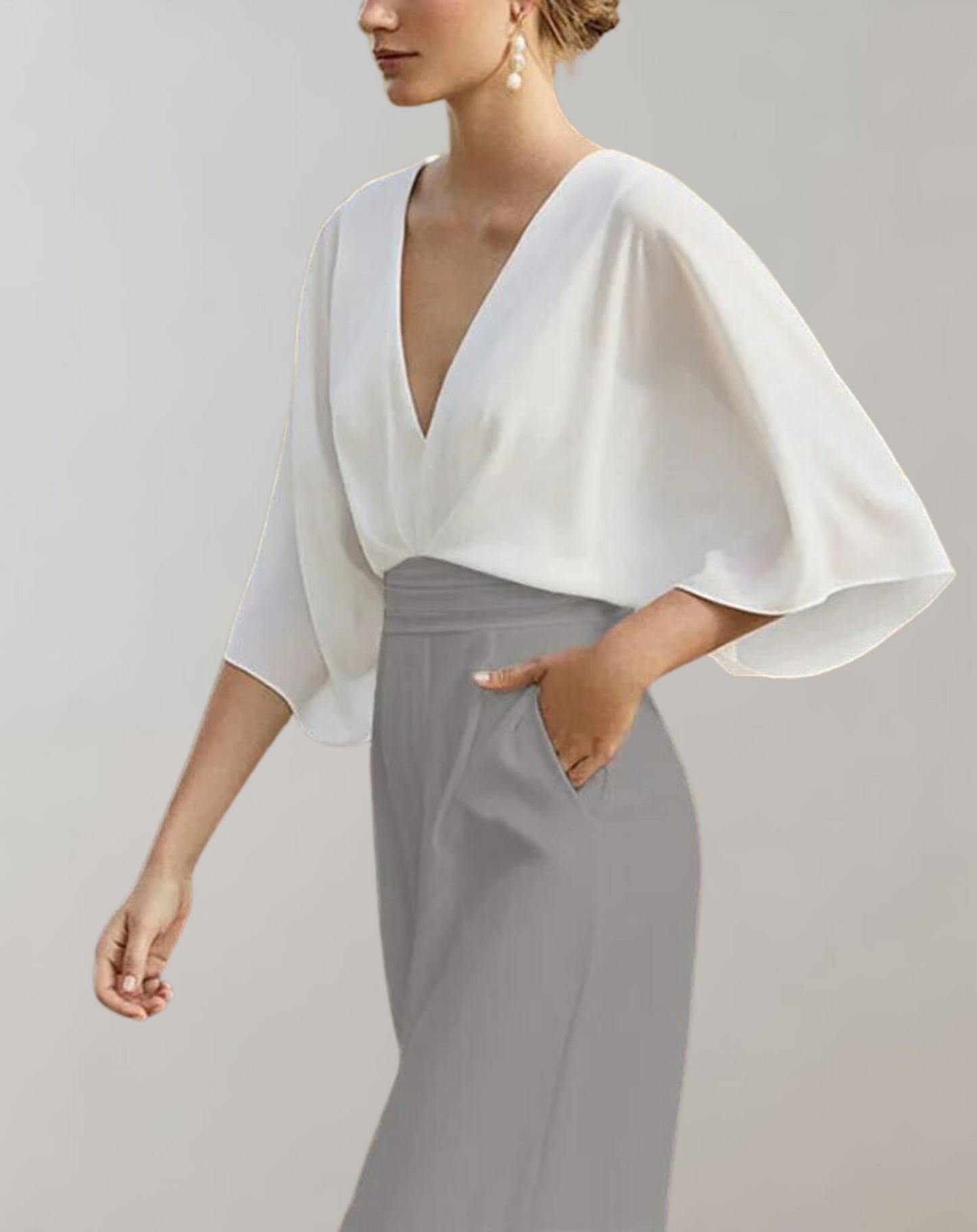 Ashley | Women's V-Neck Wide-Leg Jumpsuit