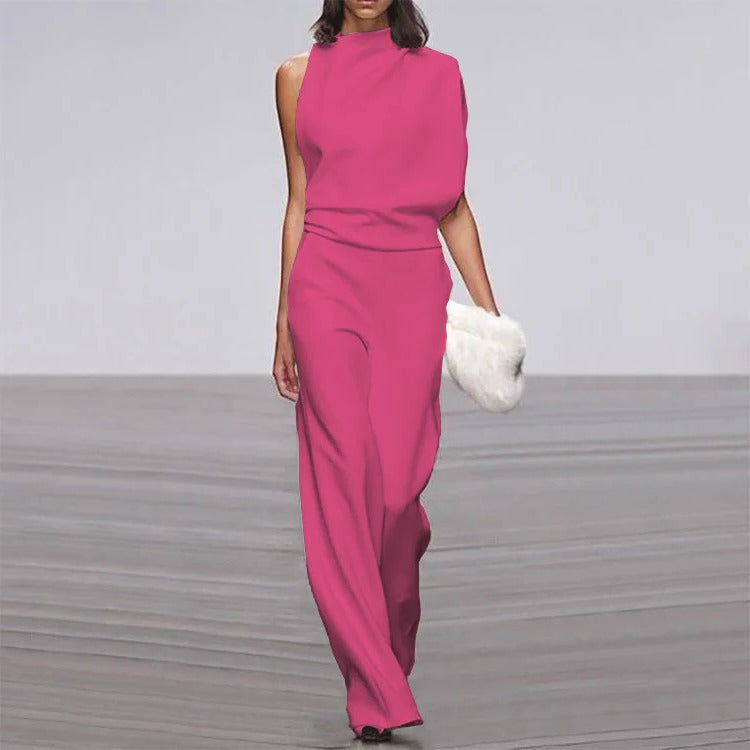 Sharon | Women's Wide Leg Jumpsuit Sleeveless Mock Neck Formal Outfit