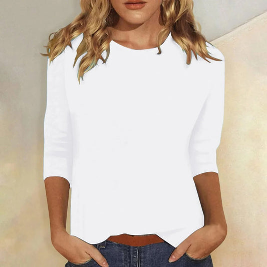 Carmen | Women's Crew Neck 3/4 Sleeve Relaxed Everyday Top