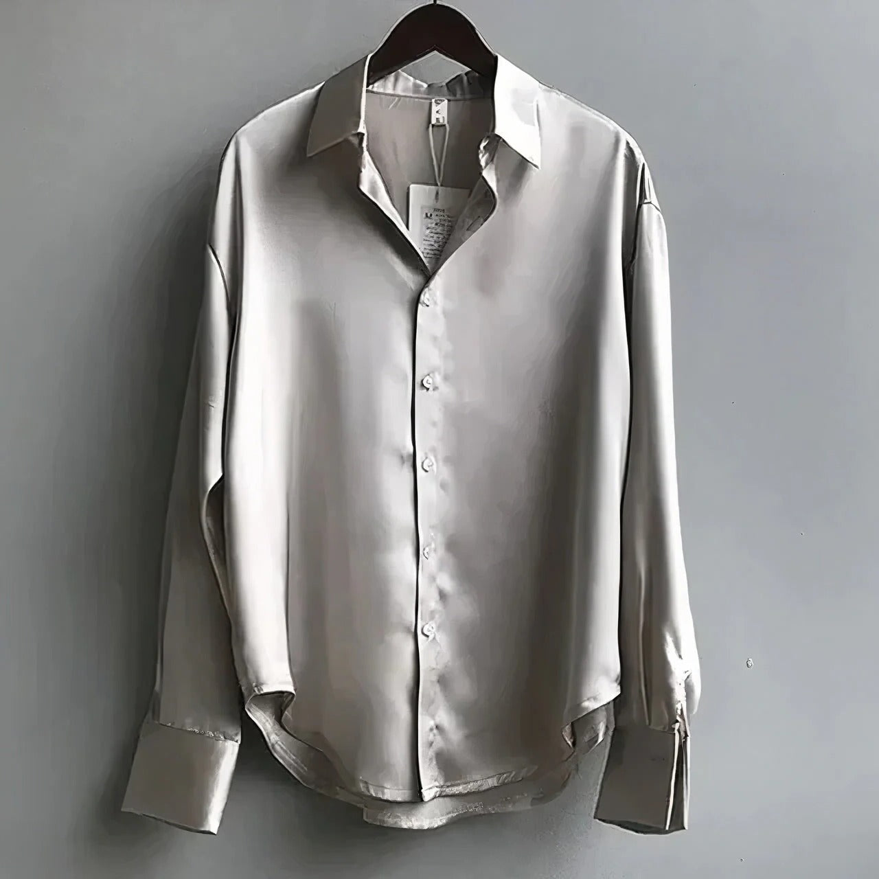 Alexa | Women's Satin Button-Down Blouse Long Sleeve Collar Shirt