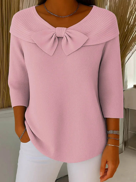 Beatrice | Women's Sweater with Bow and Round Neckline