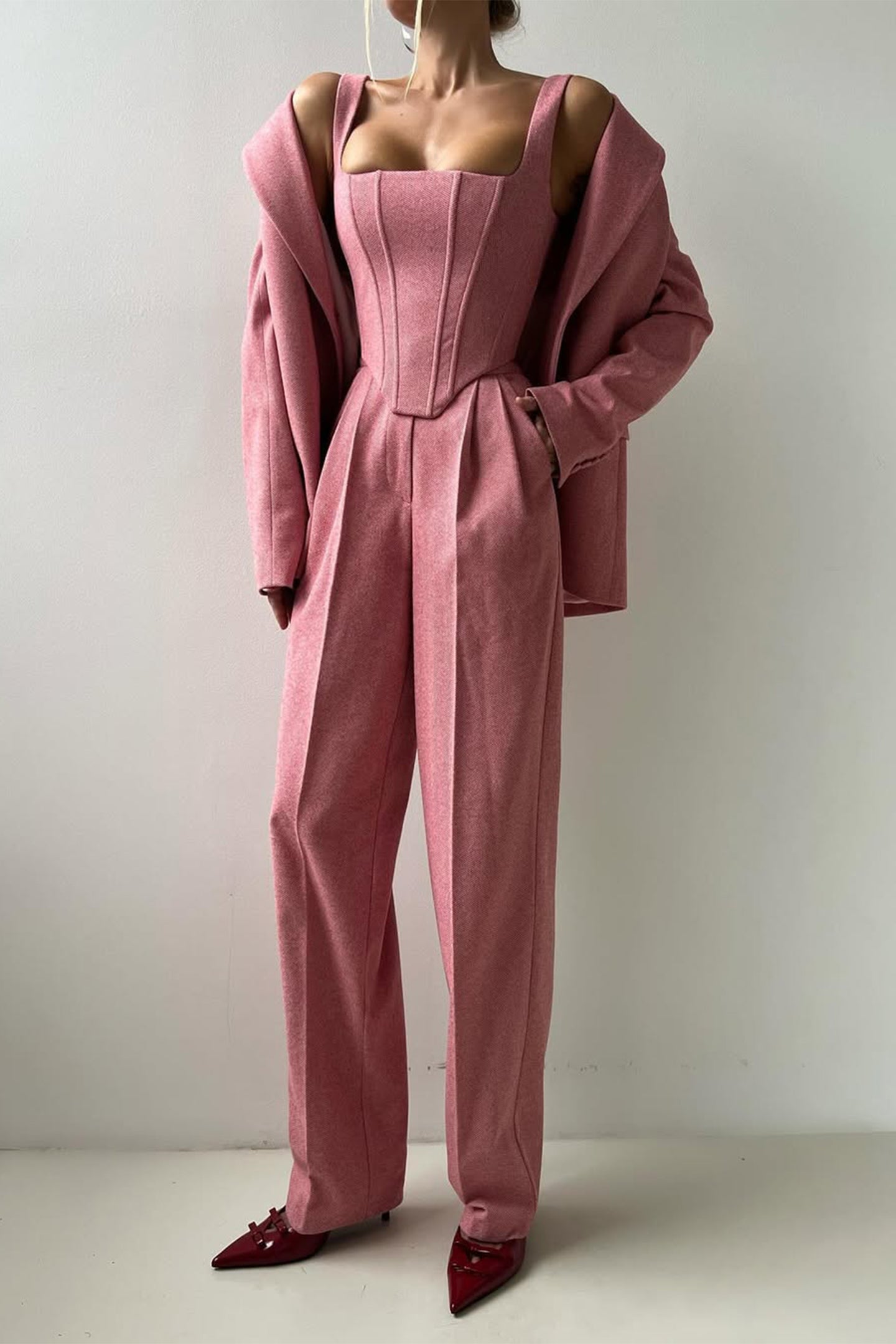 Kayla | Women's Herringbone Three Piece Suit Set