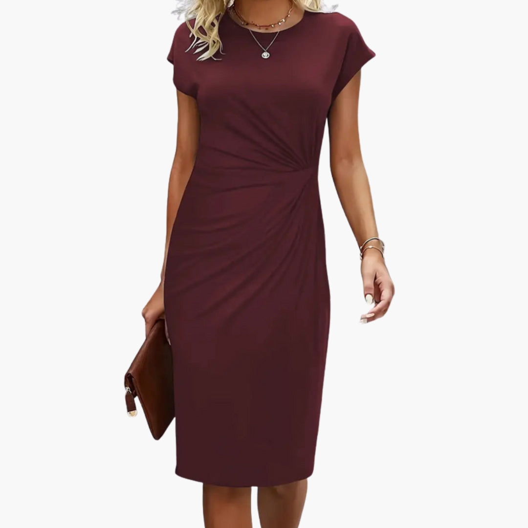 Faith | Women's Round Neck Short-Sleeved Mid-Length Dress
