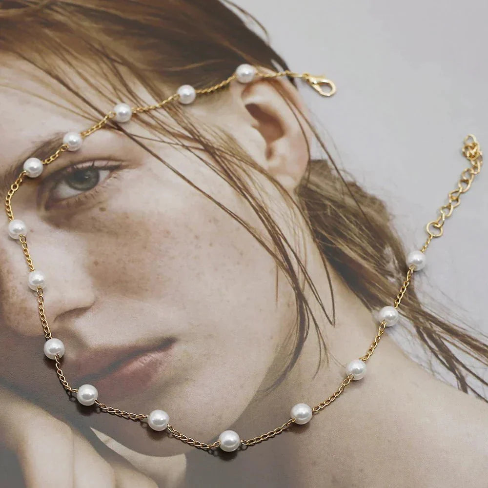 Cheryl | Gold Pearl Necklace