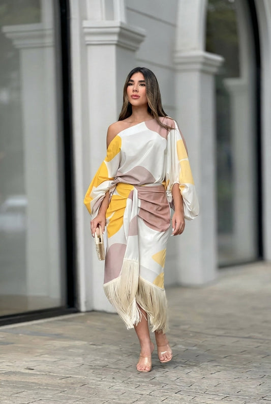 Marissa | Women's One Shoulder Fringe Midi Set