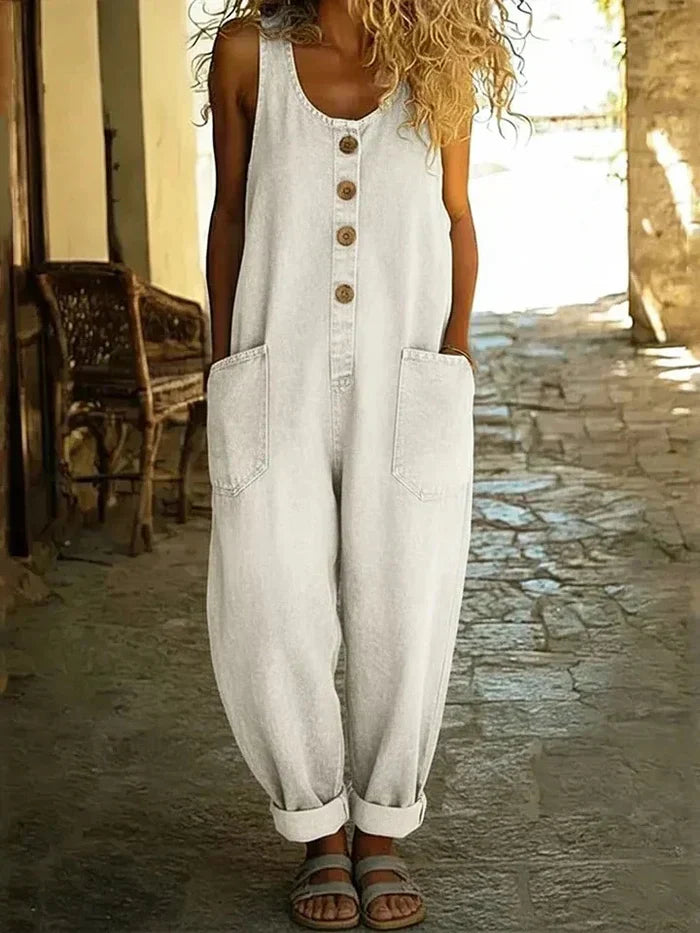 Shannon | Women's Overalls Loose Fit No-Sleeve Jumpsuit
