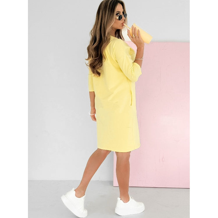 Journee | Women's Everyday Sweatshirt Dress Three-Quarter Sleeve Short Dress