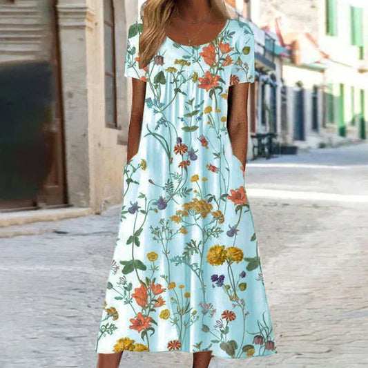 Holly | Women's Floral Short-Sleeved Mid-Length Dress
