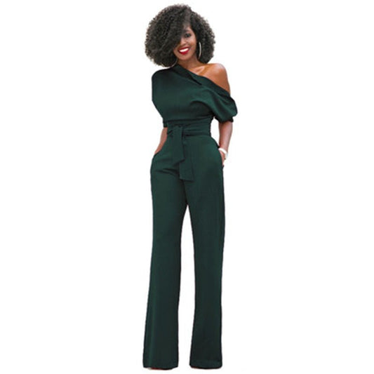Emily | Women's Off Shoulder Wide-Leg Jumpsuit Belted Occasion
