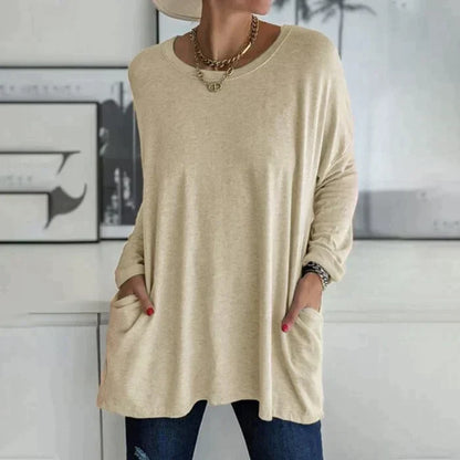 Amber | Women's Oversized Long Sleeve Tunic Top with Pockets