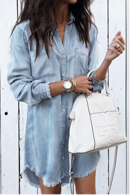 Chelsea | Women's Washed Everyday Button-Up Dress Full Sleeve