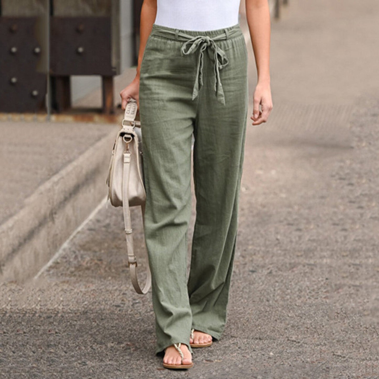 Miranda | Women's Wide Leg Pants Drawstring High Waist Relaxed