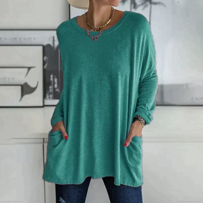 Amber | Women's Oversized Long Sleeve Tunic Top with Pockets