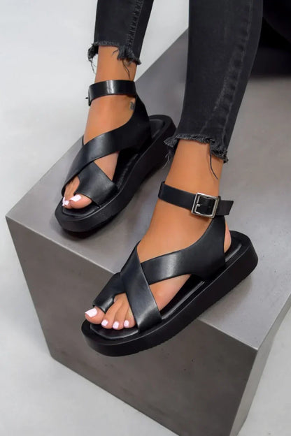 Ashley | Women's Platform Flat Buckle Sandals