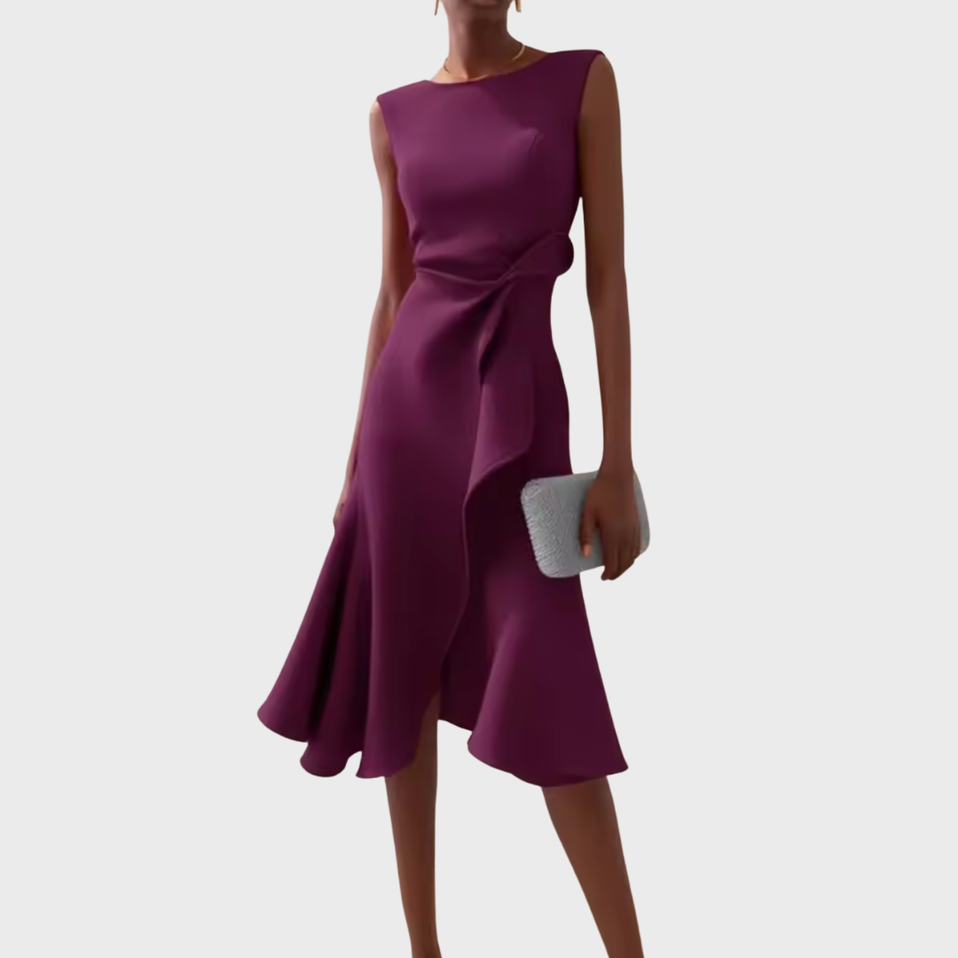 Claire | Draped Asymmetric Mid-Length Dress