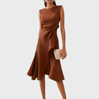 Claire | Draped Asymmetric Mid-Length Dress