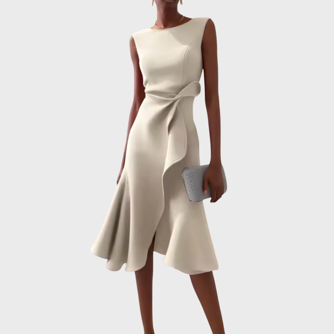 Claire | Draped Asymmetric Mid-Length Dress